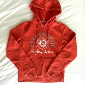 Vintage Y2K Aeropostale Women’s Orange Hoodie Sweatshirt